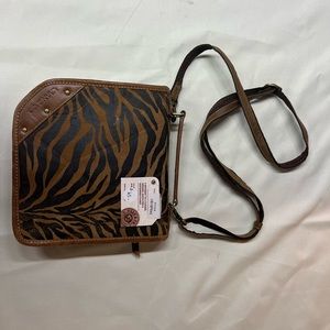 Leather animal print crossbody